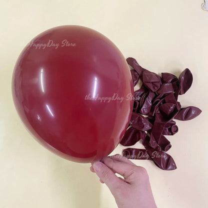 5/10/12/18inch Burgundy Balloons Wine Ruby Red Wedding Latex Balloons for Valentines Day Christmas Party Decor Helium Air Globos