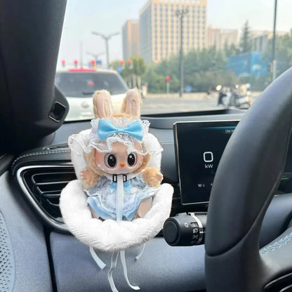 Soft Mini Plush Doll Safety Seat Kawaii Labubu Idol Kpop Doll Plush Seat Car Air Aromatreatment Decoration Car Ornament Gifts