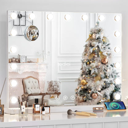 17 LED Hollywood Makeup Mirror Large Vanity Light Mirror with Dimmable LED Bulbs