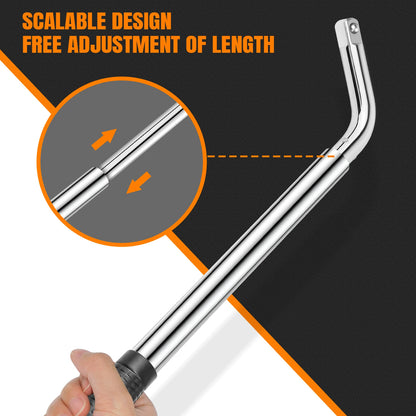 Travel Emergency Breakdown Wrench Set,Extendable Wheel Socket Tyre, Universal Car Lug Wrench Car Wheel Tire Change Tools