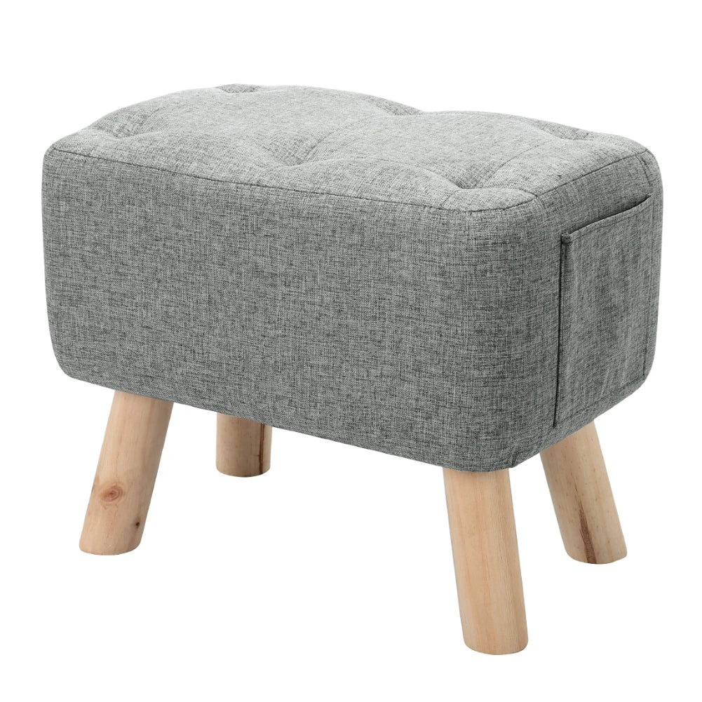 【Breeins】Linen Upholstered Ottoman Footstool with Pocket Chair Sofa Home Decoration