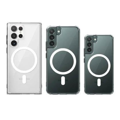 Original Magsafe Magnetic Clear Case for Samsung Galaxy S24 Ultra S21 FE S22 Plus S23 Ultra Wireless Charging Shockproof Cover