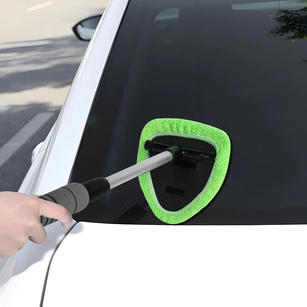 Windshield Cleaner with 2 Microfiber Pads Windshield Cleaning Tool Extendable Handle Windshield Washer Brush for Car & Home Use