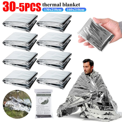 30-1PCS Emergency Rescue Blanket Outdoor Survive First Aid survival blanket Military Rescue Kit Rescue Foil Thermal Blanket ﻿