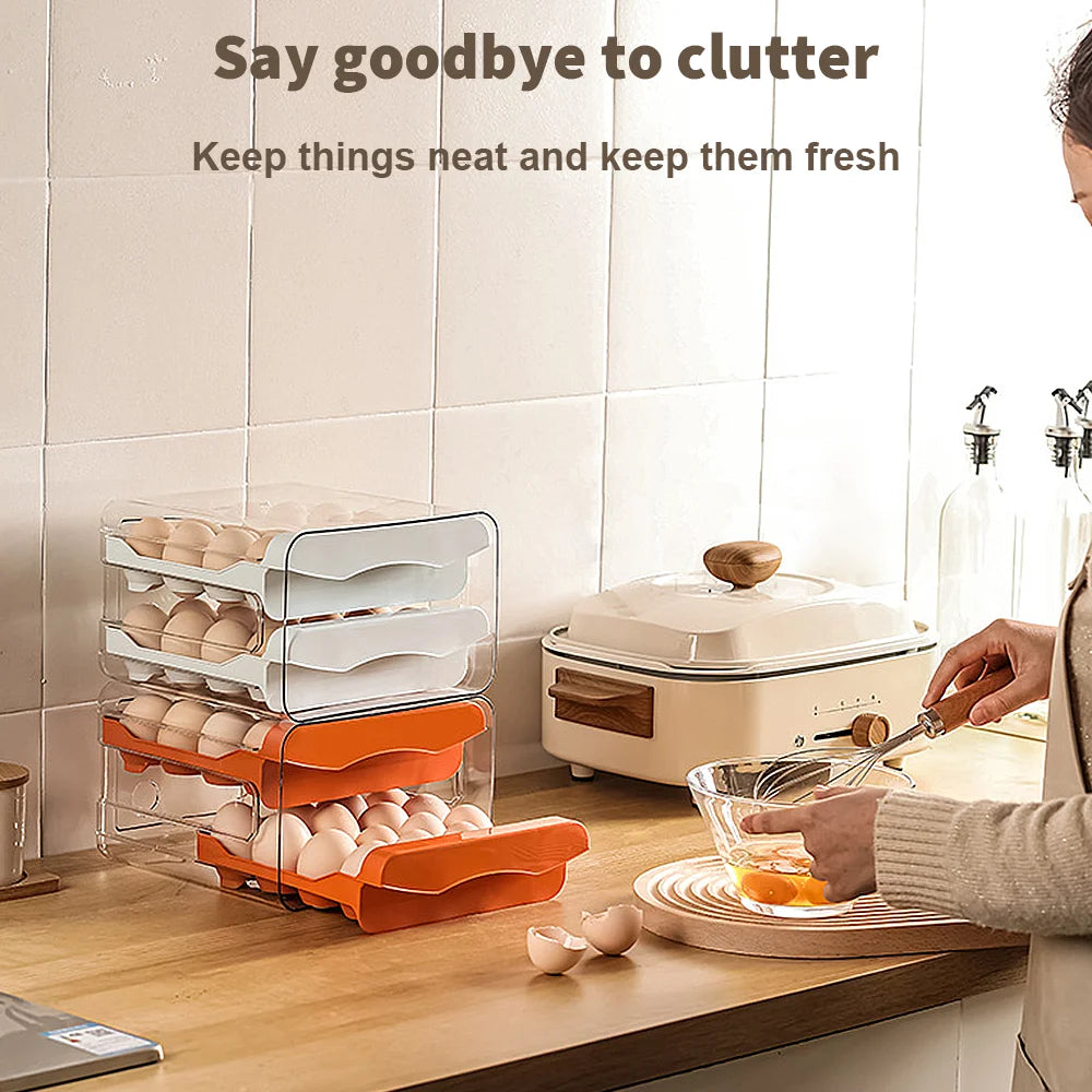 Drawer Egg Holder Rack Refrigerator Egg Storage Box 2 Layers Fresh-keeping Box Kitchen Accessories Household Stacked Egg Tray