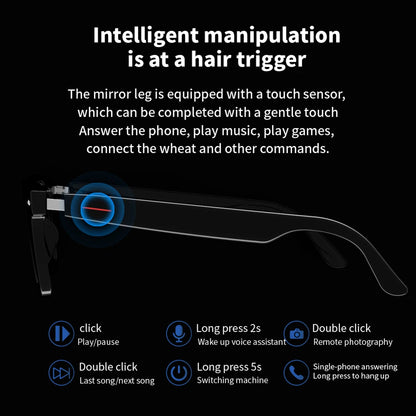 Smart Glasses AI Voice Assistant Camera Glasses BT Audio Glasses (Sunglasses)