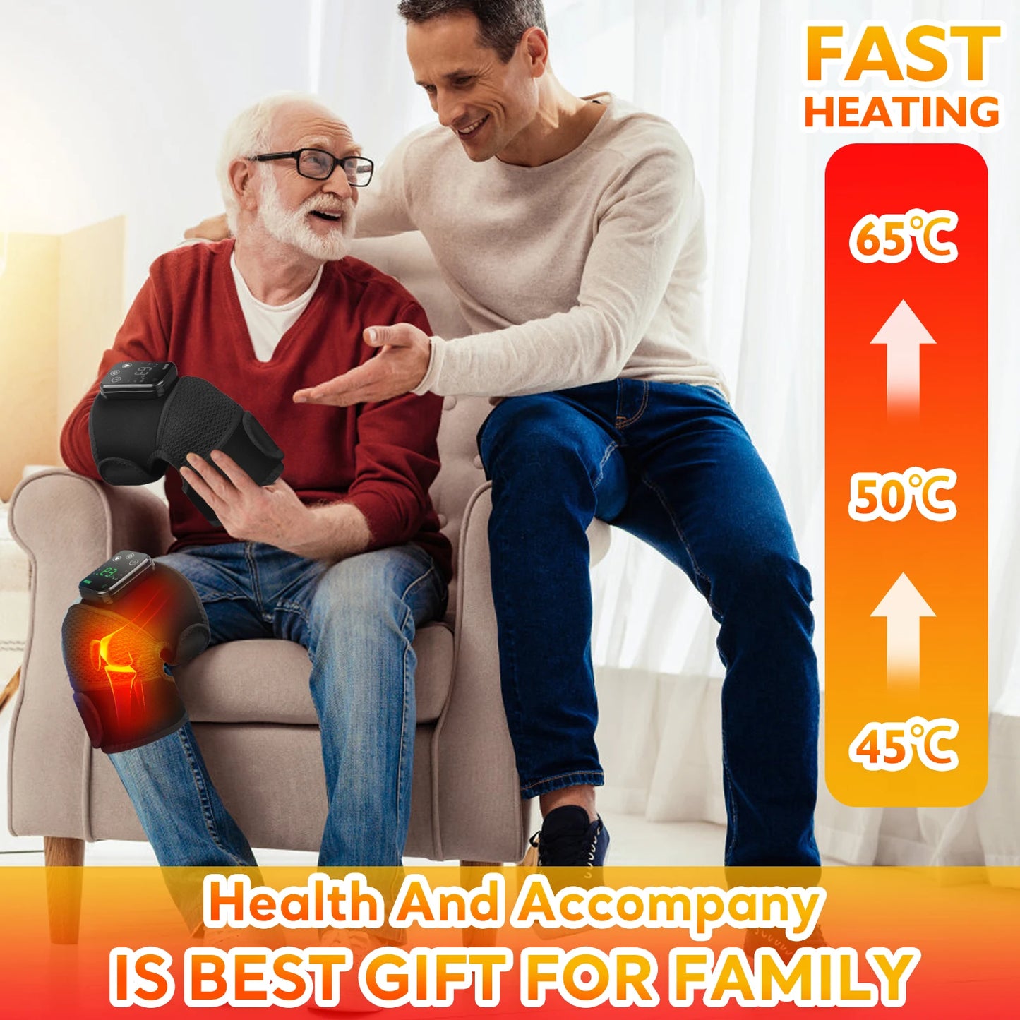 Eletric Heating Knee Massage Device Vibration Knee Pads for Shoulder Elbow Joint Warm Massage Thermal Knee Pad Blood Circulation