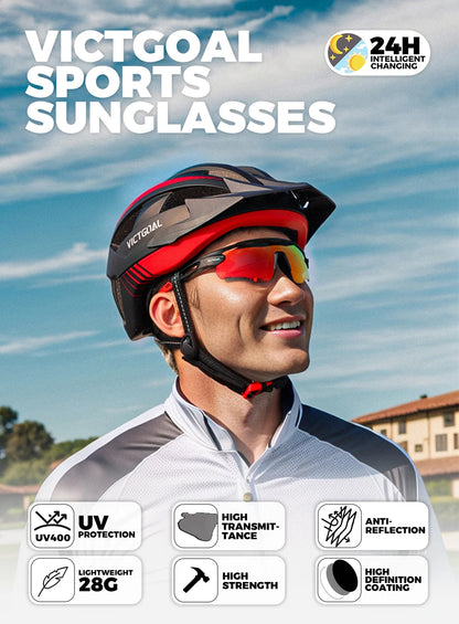 VICTGOAL Photochromic Cycling Sunglasses for Men Women Sports UV400 Protection Bicycle Eyewear MTB Mountain Road Bike Eyeglass