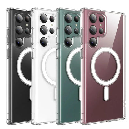 Original Magsafe Magnetic Clear Case for Samsung Galaxy S24 Ultra S21 FE S22 Plus S23 Ultra Wireless Charging Shockproof Cover