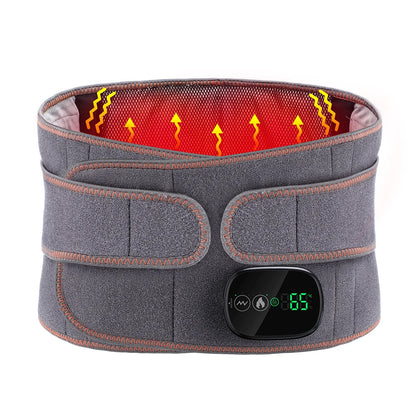 Heating Vibration Massager Belt, Red Light Hot Compress Waist Support Brace Waist Back Massage Lumbar Support Belt Health Care