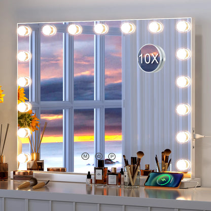 17 LED Hollywood Makeup Mirror Large Vanity Light Mirror with Dimmable LED Bulbs