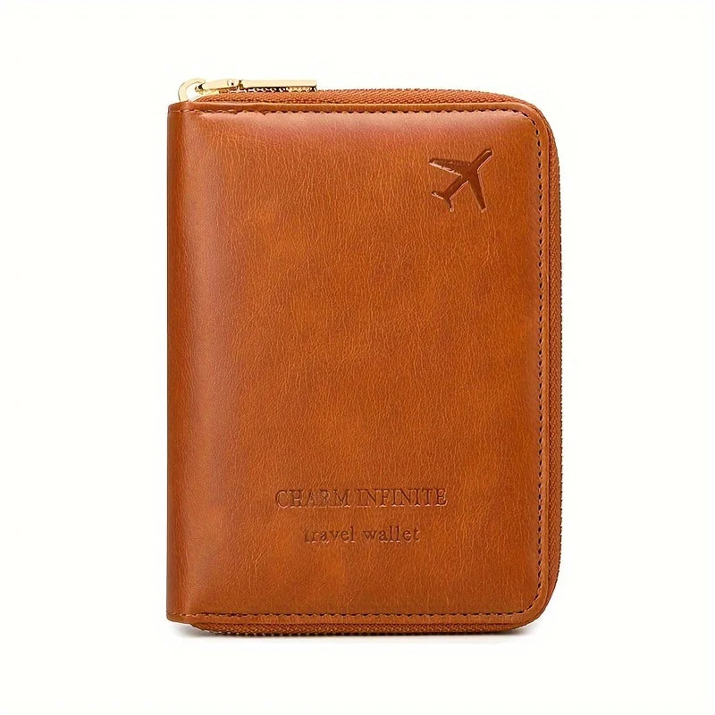 RFID Blocking Passport Holder with Zipper Travel Credit Card Bag - Multifunctional Document Organizer