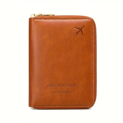RFID Blocking Passport Holder with Zipper Travel Credit Card Bag - Multifunctional Document Organizer