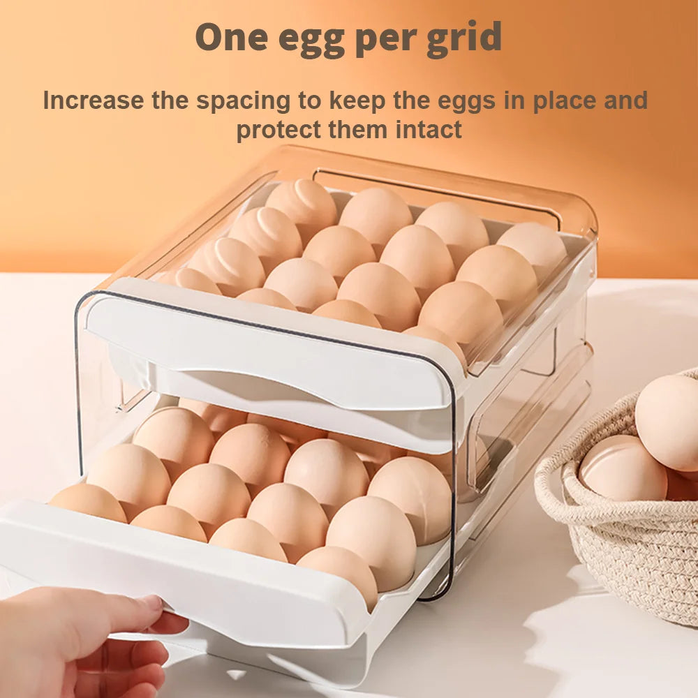 Drawer Egg Holder Rack Refrigerator Egg Storage Box 2 Layers Fresh-keeping Box Kitchen Accessories Household Stacked Egg Tray