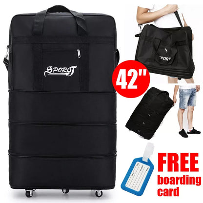 Expandable Foldable Trolley Travel Bag with Wheels – Versatile Luggage Suitcase for Women & Men, Weekend Trip and Overnight Use