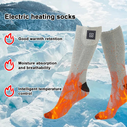 Electric Heated Socks 3 Level Temperature Electric Heating Socks Cold-Proof Skiing Sock for Cycling Camping Skating (NO Battery）
