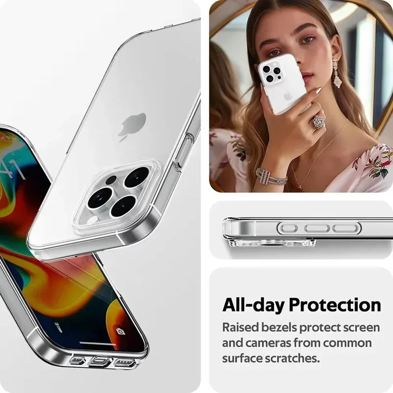 Clear Phone Case For iPhone 16 14 13 12 11 15 Pro Max Mini Soft TPU Ultra-thin Back Cover Case For iPhone XR X XS MAX 15 16 Plus
