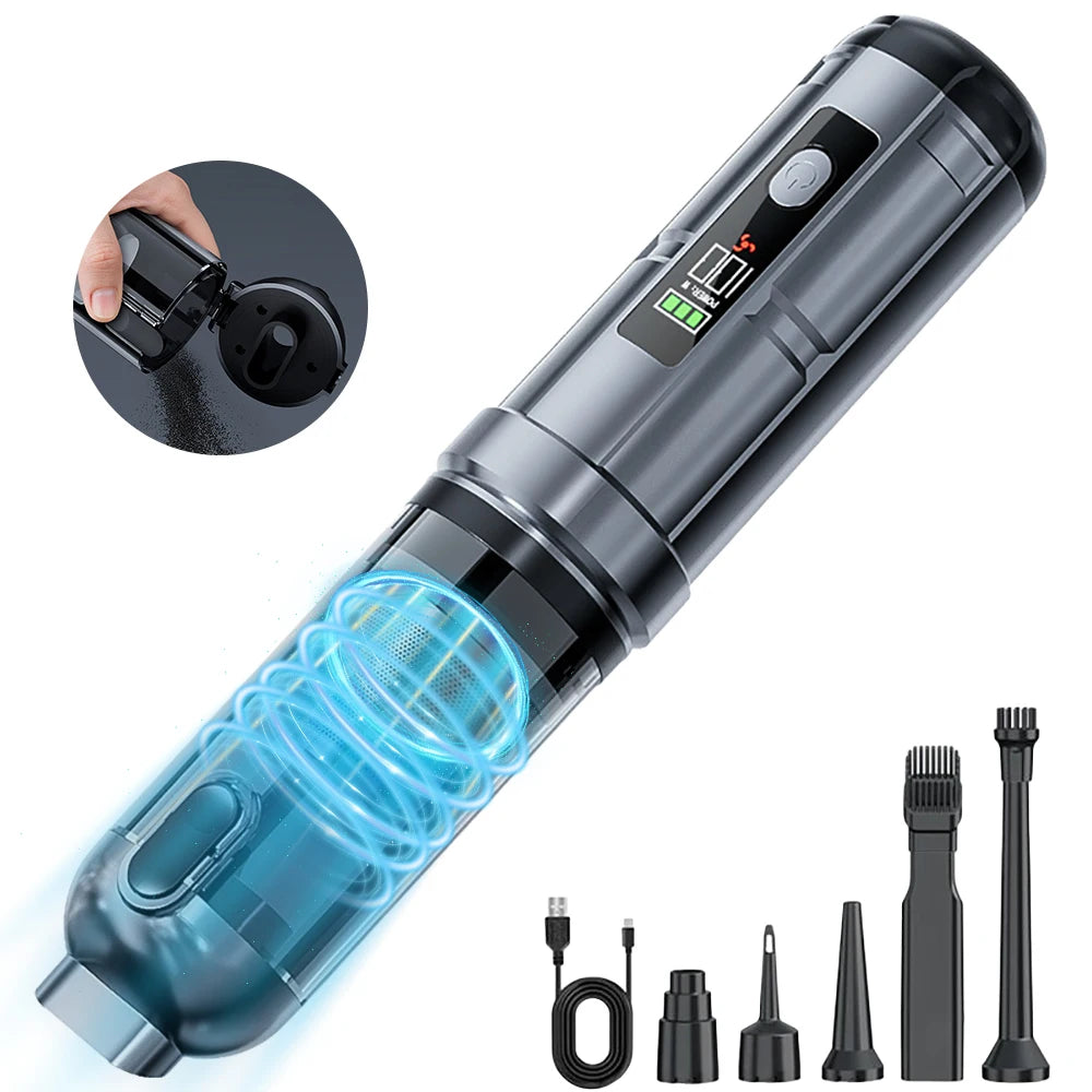 Wireless Car Vacuum Cleaner 16000Pa Suction Portable Cordless 4-in-1 Air Blower Inflator Pump Compressor Car Cleaning 6000mAh