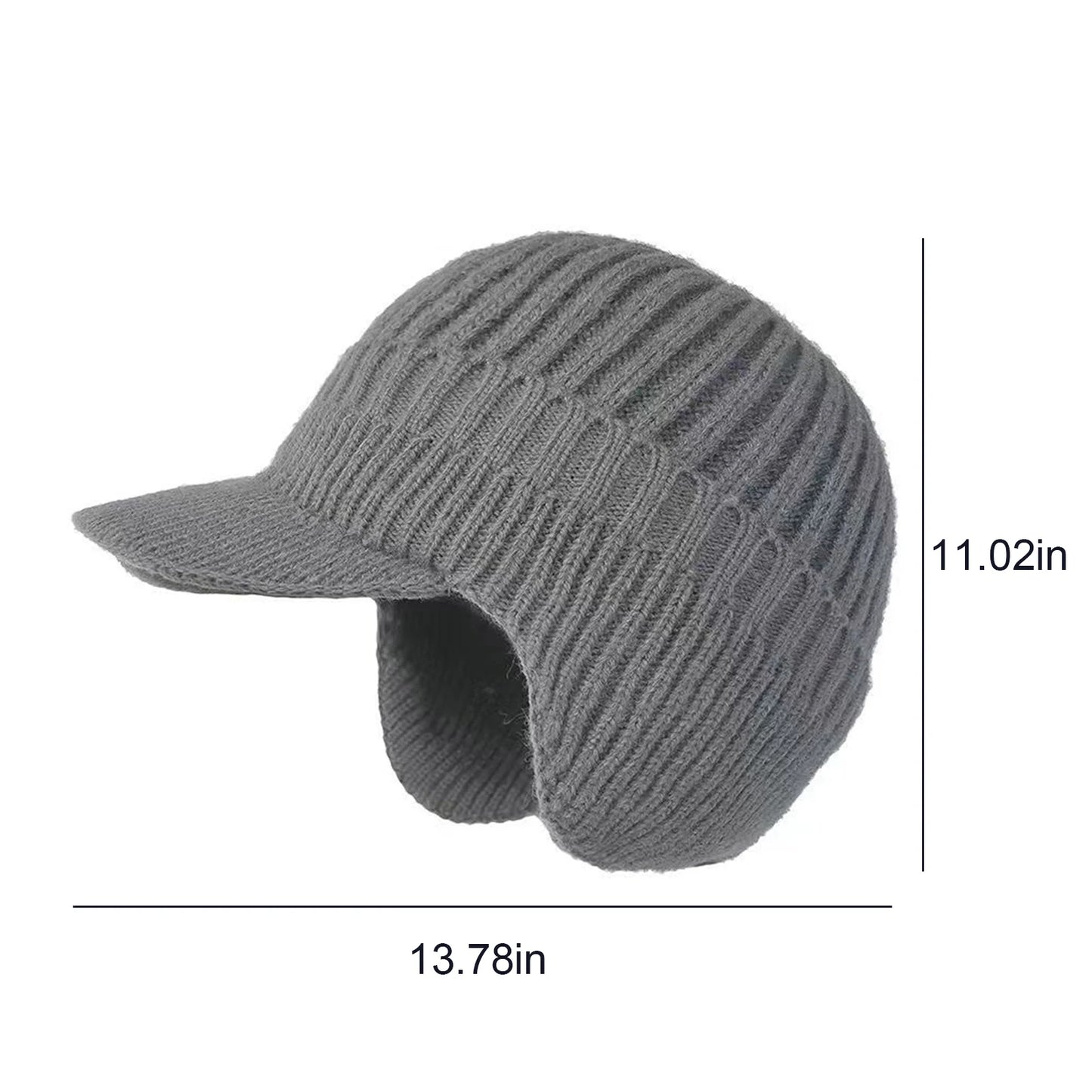 Winter Warm Fleece Lined Knit Hat W/Brim & Ear Flaps Stocking Caps Soft Beanie Hat For Women Men for Cold Weather Outdoor Sports