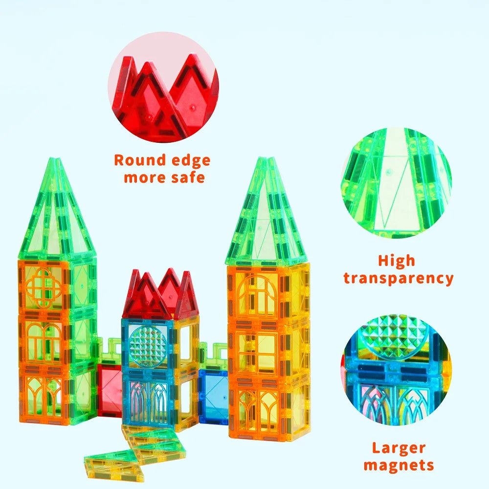 Magblock 86pcs Magnetic Building Blocks Construction Set Magnet Tiles Boys Girls Montessori Educational Game Toys For Kids Gifts