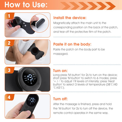 EMS Massage Patches Heating Stimulator Neck Back Shoulder Full Body Massager Pads Remote Control Muscle Relax Mini Patch 6 Modes