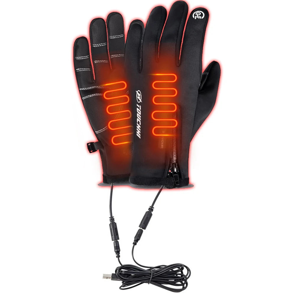 Winter Gloves Men Women Heating Warm Touchscreen Gloves USB Winter Electric Heated Gloves Hiking Skiing Fishing Cycling Mittens