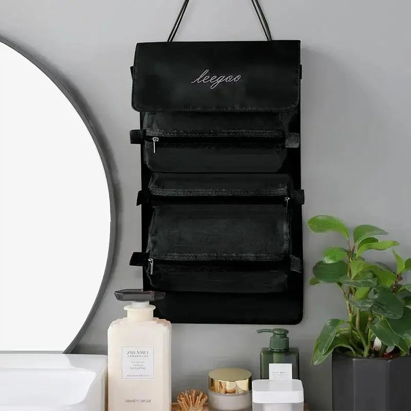 4-in-1 Detachable Makeup Bag Household Large Capacity Zipper Mesh Cosmetics Pouch Foldable Portable Travel Wash Storage Bags