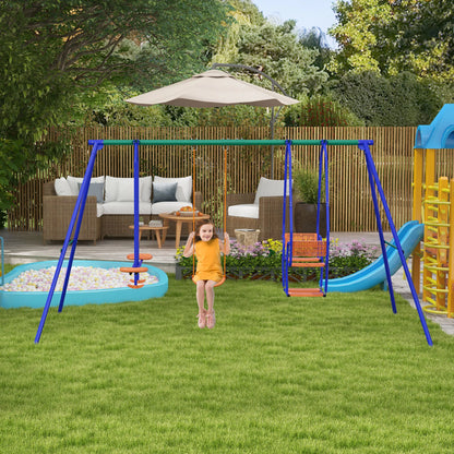 Outsunny 3 in 1 Metal Kids Swing Set with Swing, Glider, Rocking Chair
