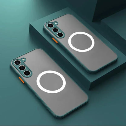 For Magsafe Matte Magnetic Case For Samsung Galaxy S25 S24 S23 S22 S21 Ultra Plus FE Shockproof Frosted Wireless Charge Cover