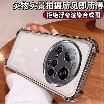 For Xiaomi 15 Ultra Case Magnetic Holder Luxury Plating Airbag Soft Silicone Transparent Camera Protection Shockproof Back Cover