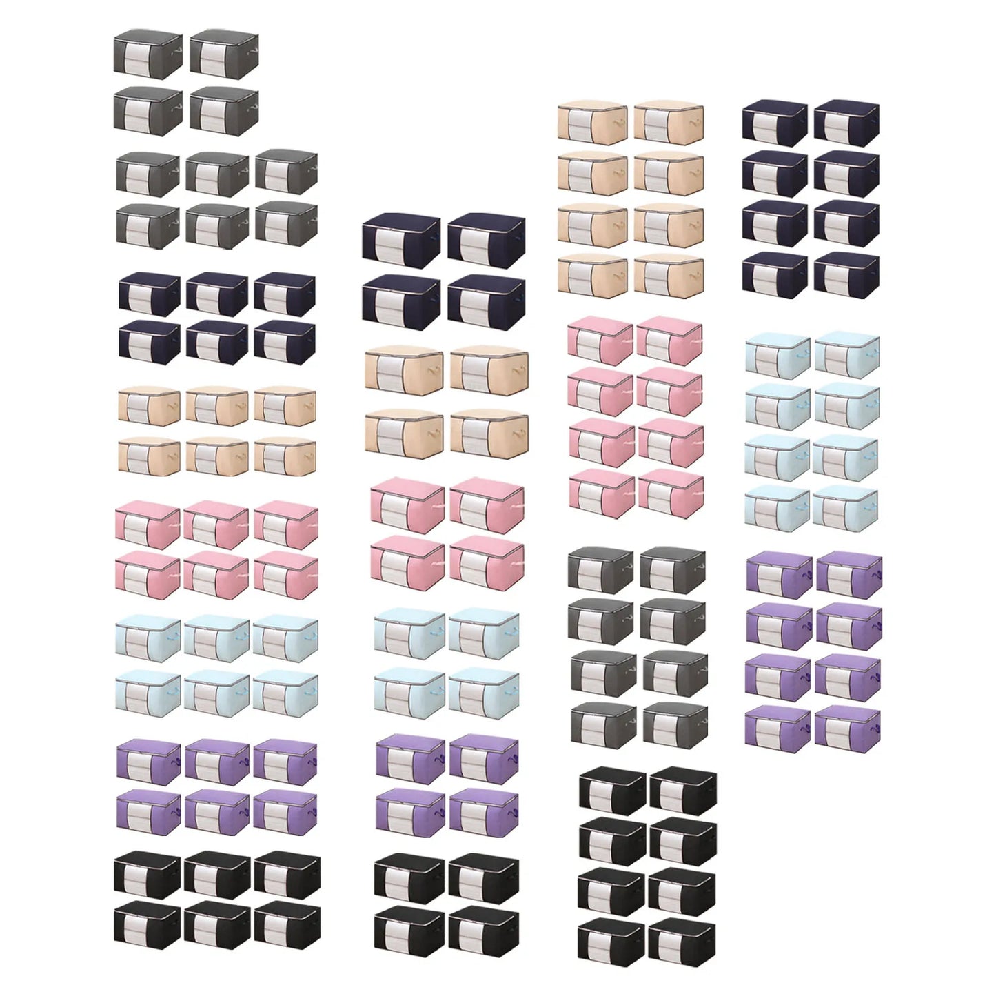 Blanket Storage Bag Reinforced Handle Closet Organizer Foldable Stackable Clothes Storage Bag with Clear PVC Window for Bedding