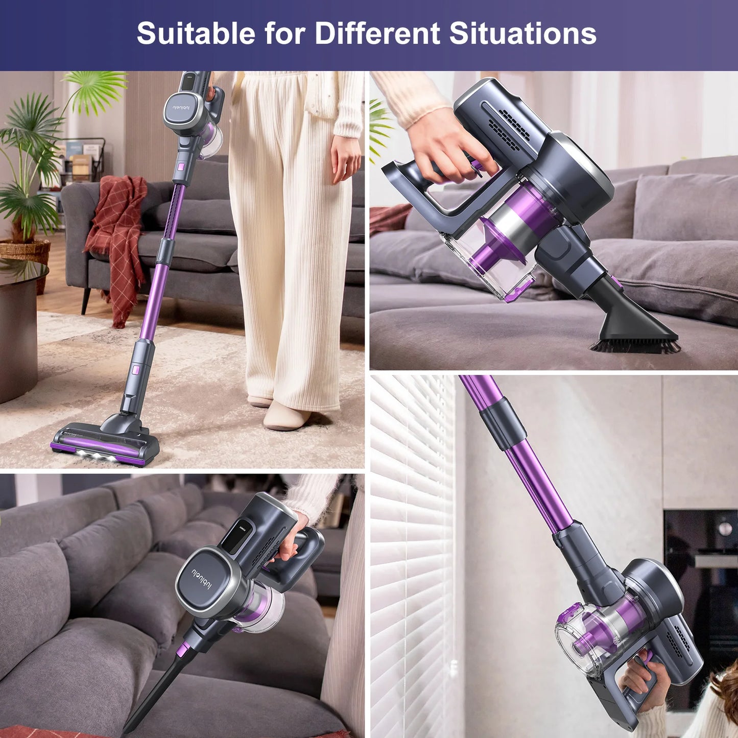 Free-Standing Vacuum Cleaner 27KPa, Lubluelu 202 Powerful Lightweight Cordless 6 In 1 Stick Vacuum Cleaner For Carpet Floor Pet