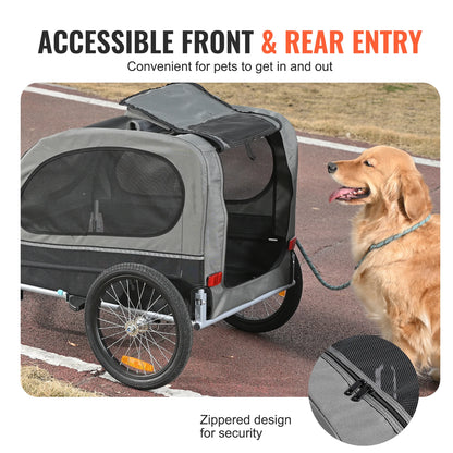 SucceBuy 88 lbs Dog Bike Trailer Pet Cart Bicycle Carrier with Wheels Coupler Reflectors Flag Collapsible to Store for Dogs