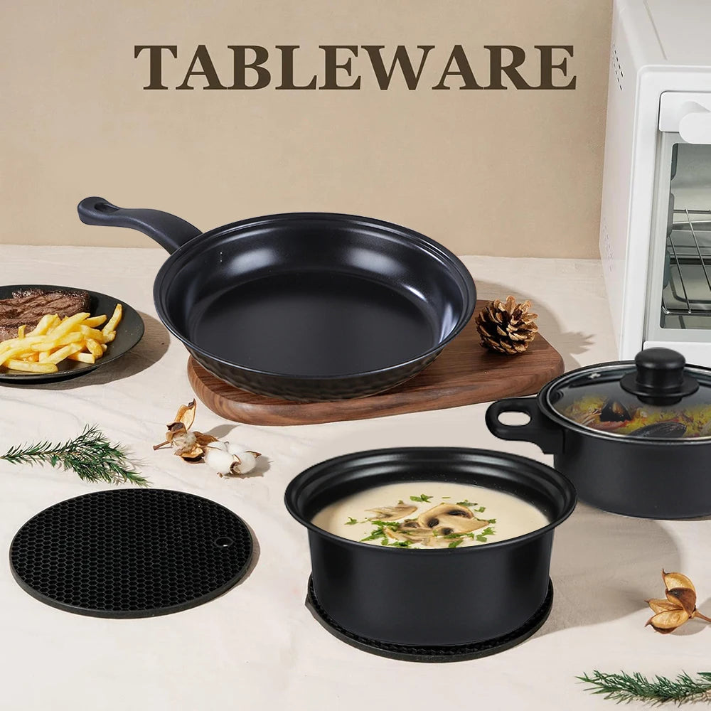 16-Piece Non-Stick Cookware Set Milk Pot Maifan Stone Frying Pan with Lid Stackable Pot Set for All Types of Cooker Xmas Gift