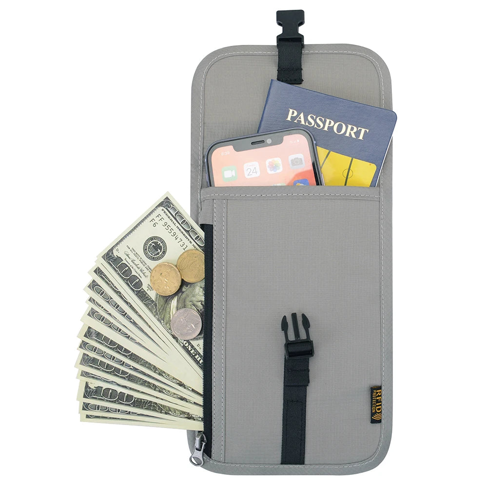Travel Anti-theft Document Storage Bag Passport Holder Bags Nylon Portable RFID ID Credit Card Organizer Neck Pouch