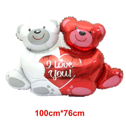 Valentine's Day Foil Balloon Decor Teddy Bear Foil Balloon Love Balloon Heart Balloons for Valentines Wedding Party Decor