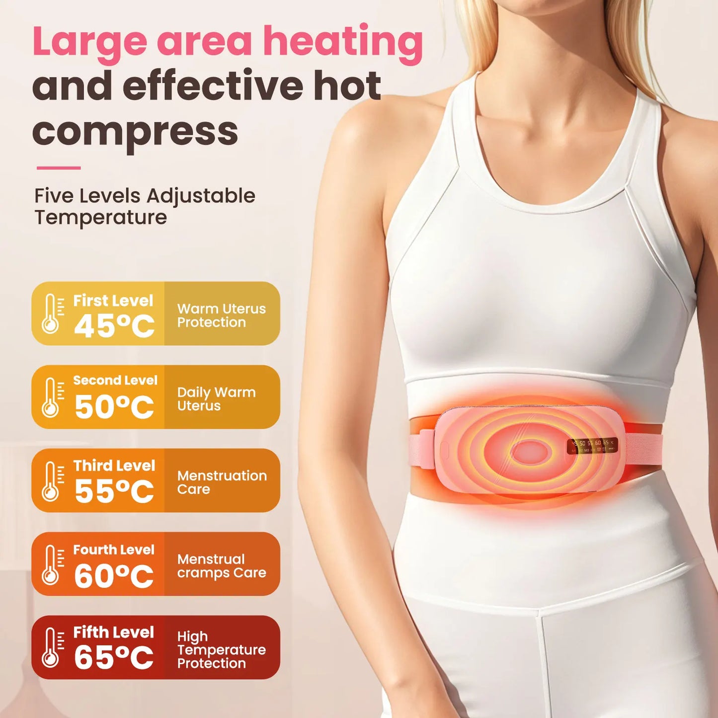 Electric Fast Heating Vibration Waist Massage Belt Smart Warm Palace Women Menstrual Heating Pad for for Cramps Period Relief