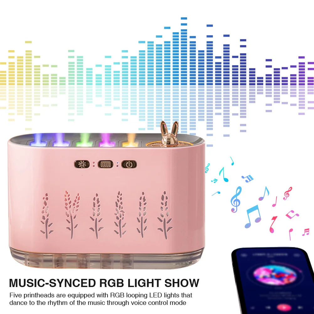 7 Colors LED Light Quiet Aroma Diffuser with 5 Nozzle Spray for Bedroom (Pink)