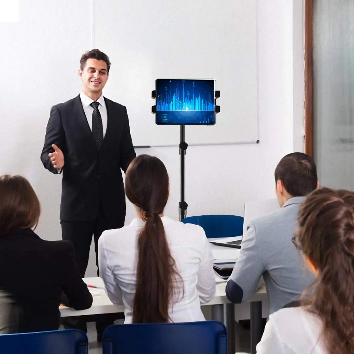 Tablet Tripod Stand Holder Height Adjustable Phone Floor Mount Stand for 4.7-12.9 Inch Device