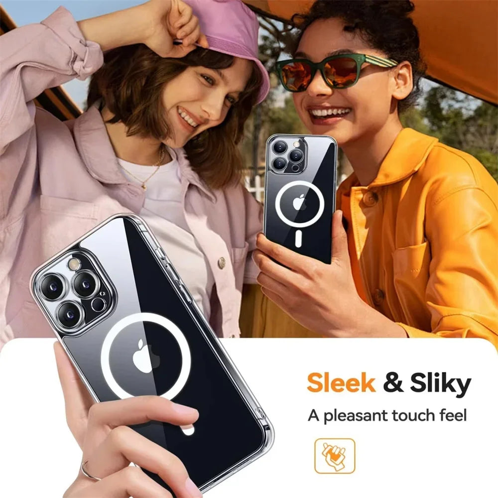 For Magsafe Full Camera Protector Clear Phone Case For iPhone 16 15 14 13 12 11 Pro Max 16 Plus Magnetic Wireless Charging Cover
