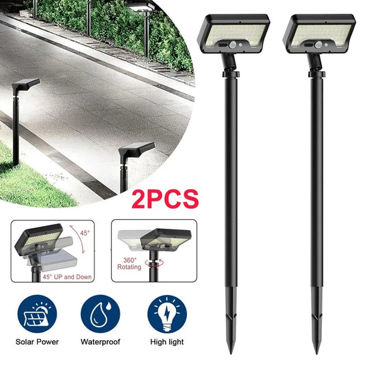 2PCS Solar Landscape Spotlights with Motion Sensor Waterproof Outdoor Garden Lights Solar Flood Light for Pathway Wall Patio Law