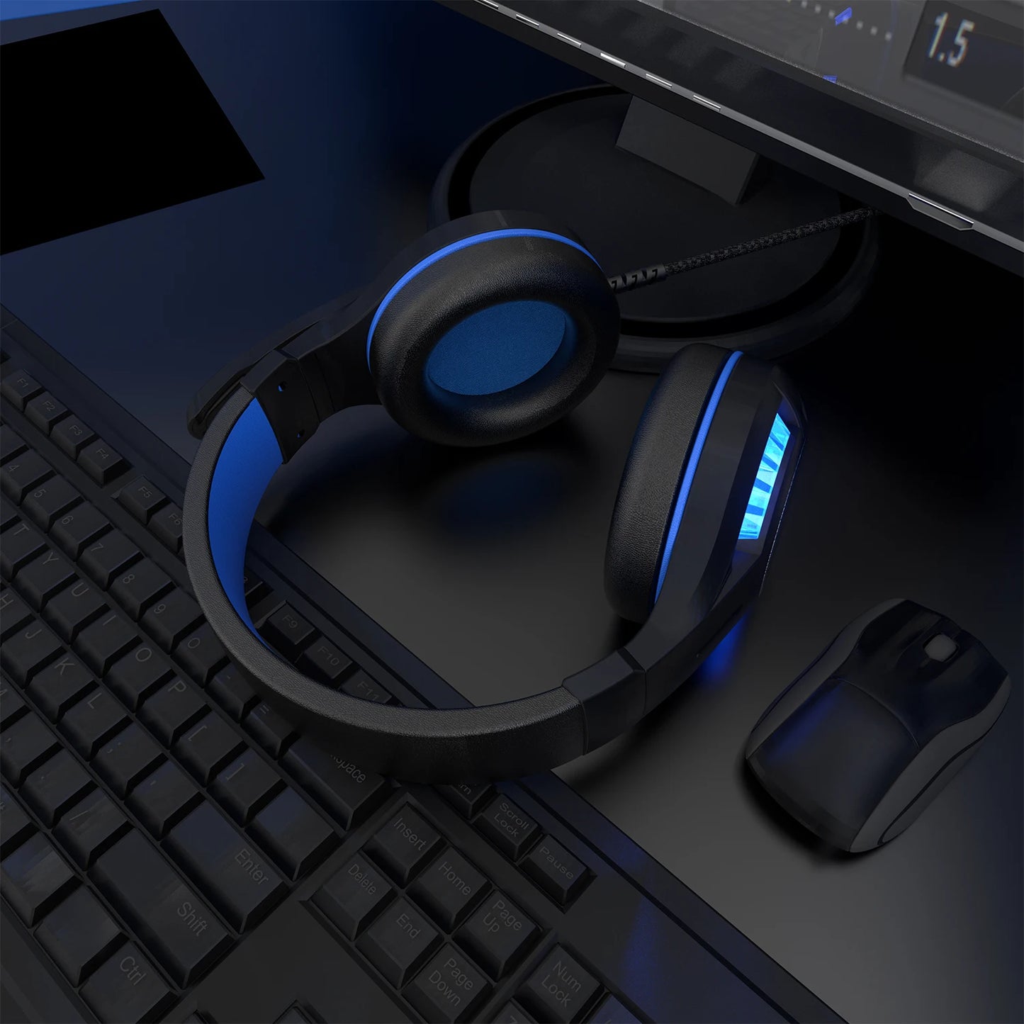 Pro Gaming Headset with Microphone, LED Lights, Bass Stereo Sound for PC PS5 PS4 Xbox, Computer Video Game Headphones Gifts for