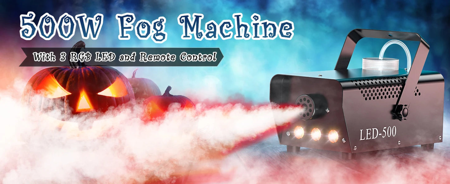 Fieryzeal 500W Fogger Stage RGB LED Effect DJ Smoke Machine Disco Wedding Fogger Machine Stage lights