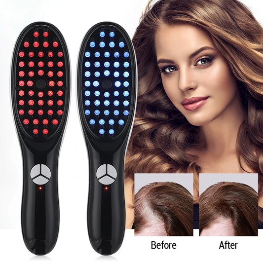 Electric Spray Massage Comb Head Meridian Vibration Massager Red Blue Light Comb Negative Ion Scalp Applicator Anti Hair Loss