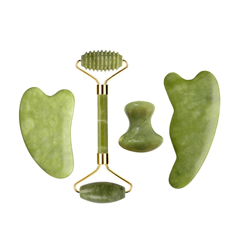 Natural Jade Roller Gua Sha Massage Set Guasha Board Comb Gouache Scraper Body Acupuncture Spa Facial Anti Aging Lifting Tools