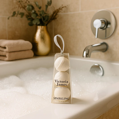 3 Pack Sparkling Bath Fizzers Silver, Glitter Scented Bath Bombs for Relaxing Spa, Home Bath and Gift Use