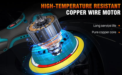 12V Cordless Car Buffer Polisher,6 Variable Speed Car Polishing Kit, For Car Detailing/Polishing/Waxing/Scratch Removing