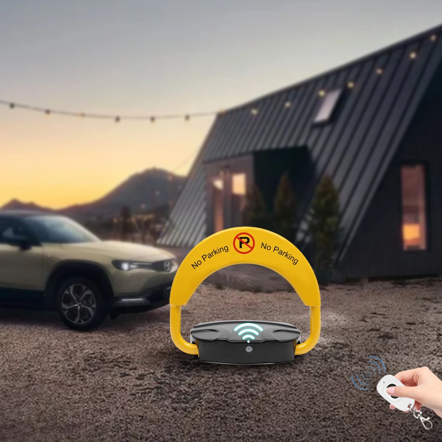 Remote Control Parking Lock Car Parking Spot Lock Auto Space Stall Barrier W/Alarm for Home/Commercial Use