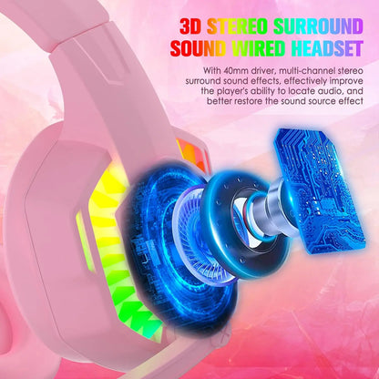 Gaming Headset with Microphone for PS4 PC Xbox One PS5 Controller,Noise Cancelling Over Ear Headphones with Adjustable Mic,Breat