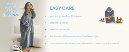 Good Nite Women Sherpa Fluffle Sweatshirt Blanket Lengthen Warm Cozy Oversized Wearable Pocket Blanket Hoodie for Adults